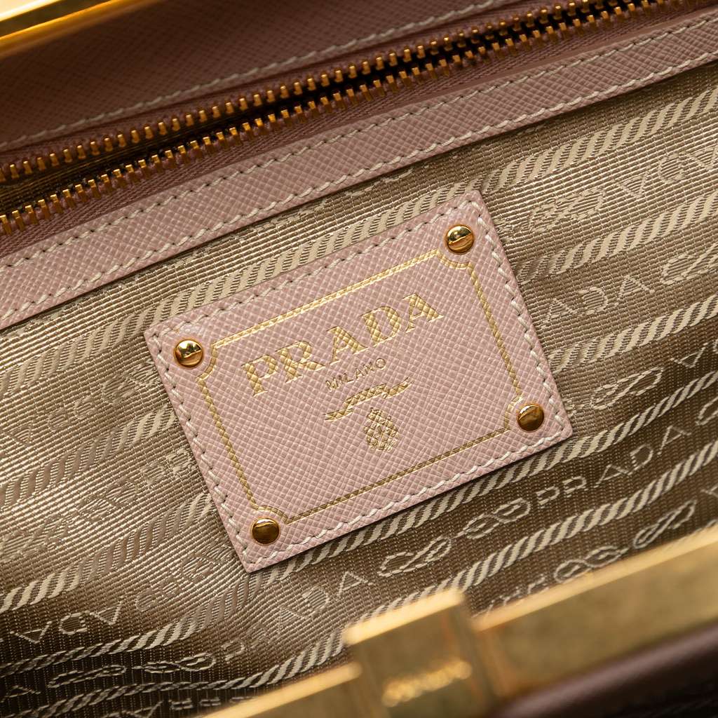 Prada Saffiano Lux Double Zip Frame Tote - 5