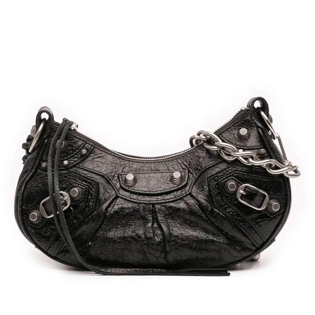 Balenciaga Lambskin Motocross Le Cagole XS Black Leather Good - Front View