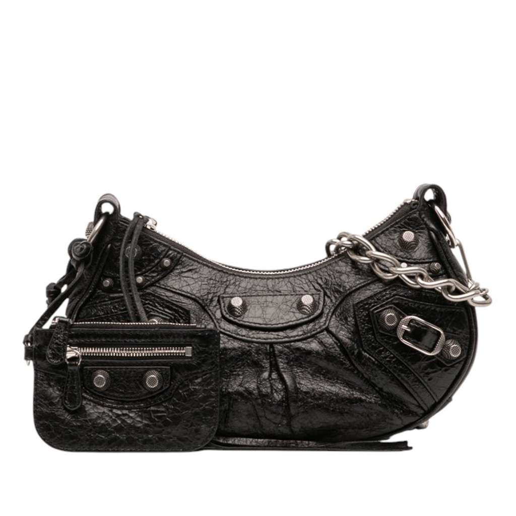 Balenciaga Lambskin Motocross Le Cagole XS Black Small Leath
