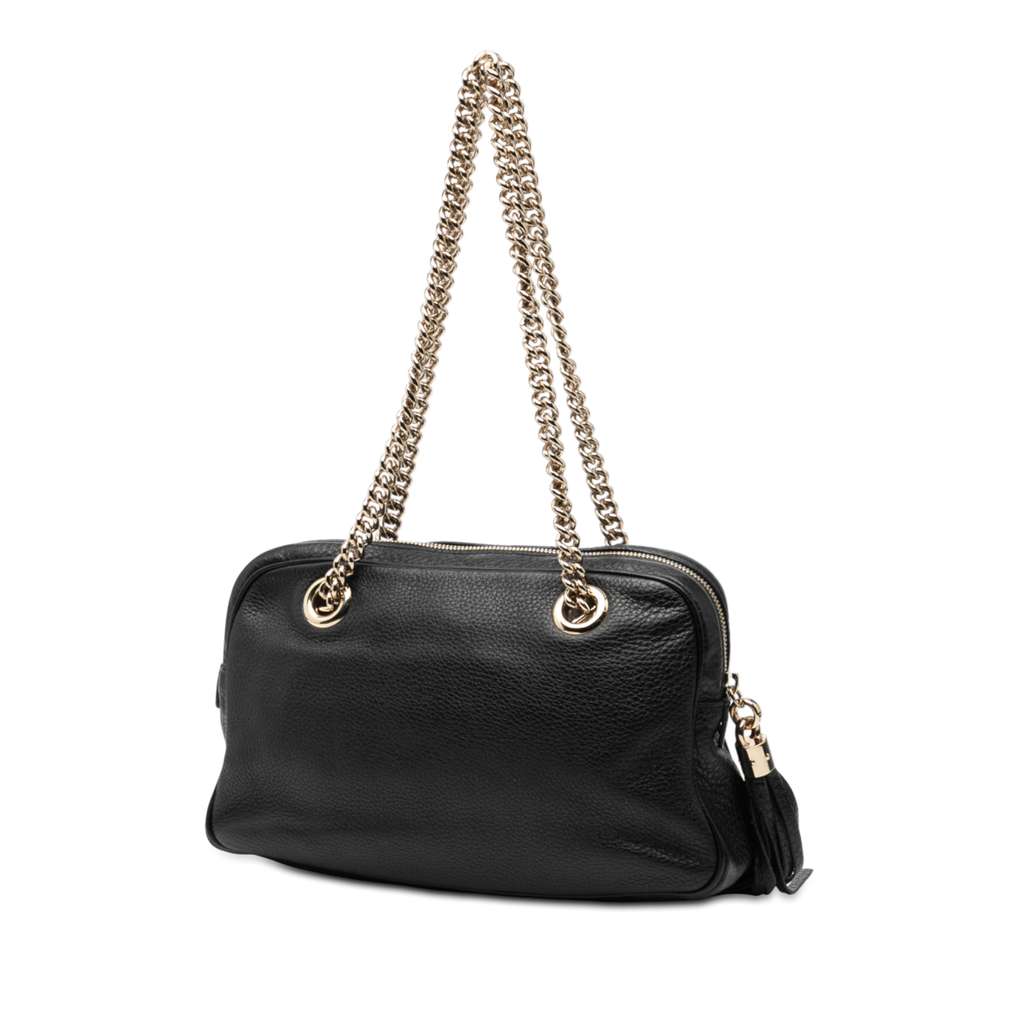 Gucci Pebbled Leather Soho Chain Zip Shoulder Bag - 2