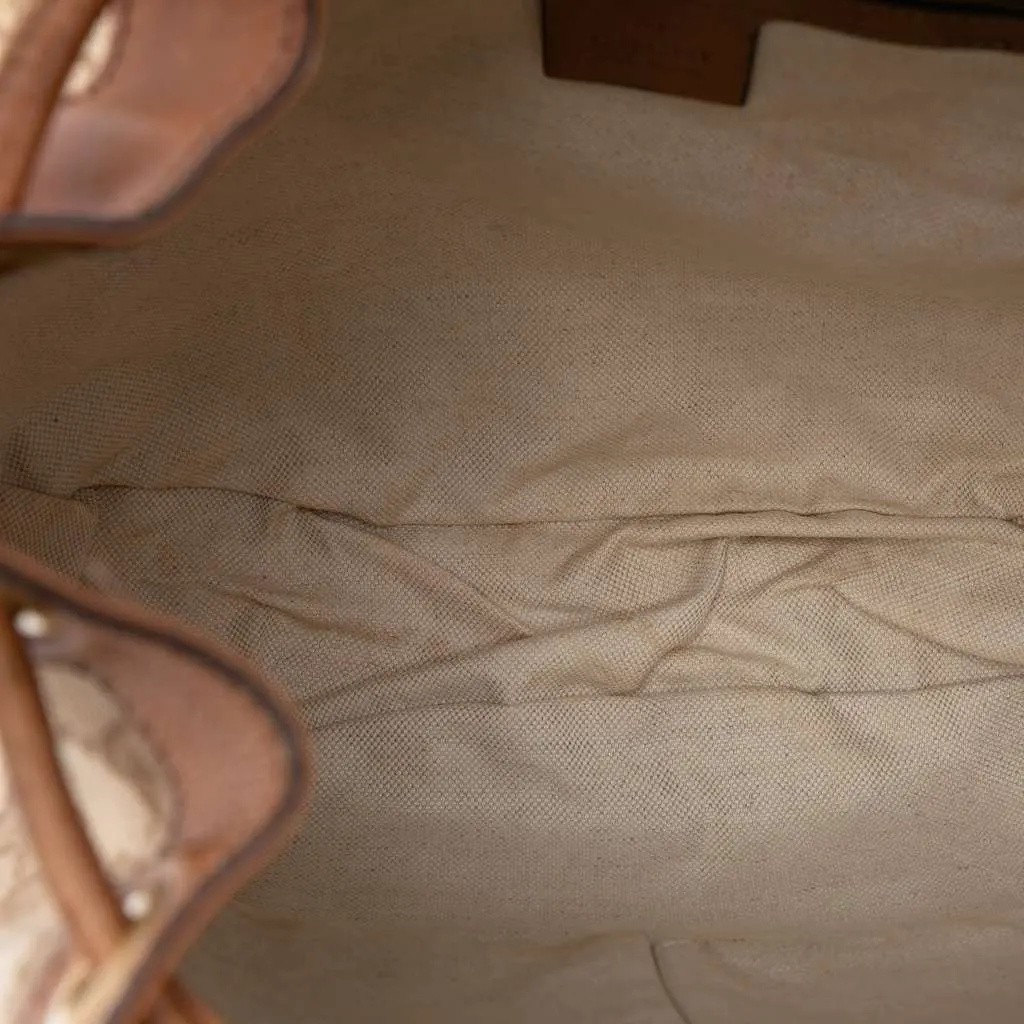 Gucci GG Canvas Web Rania Drawstring Hobo Brown Canvas Very good - Model View