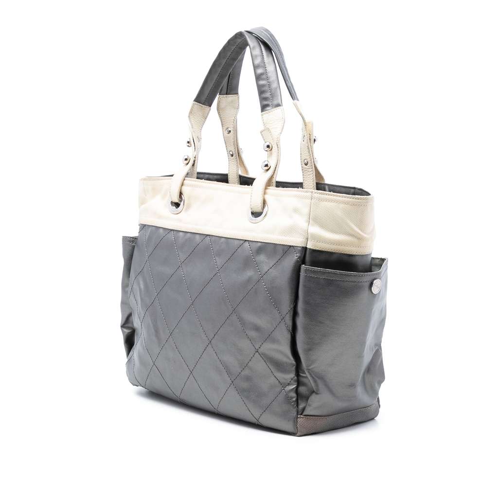 Chanel Large Bicolor Quilted Coated Canvas Paris Biarritz Tote - 2
