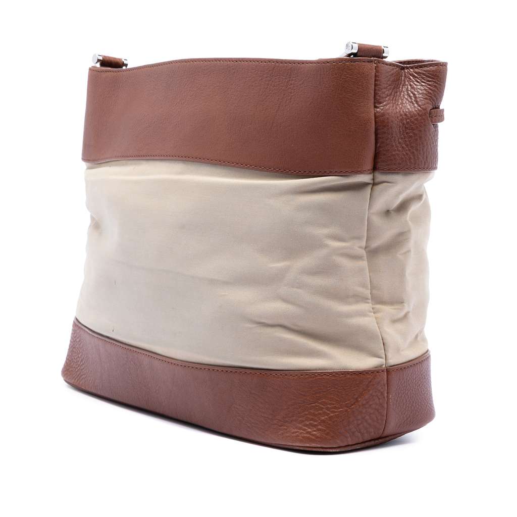 Burberry Leather Trimmed Canvas Drawstring Bucket Bag - 2