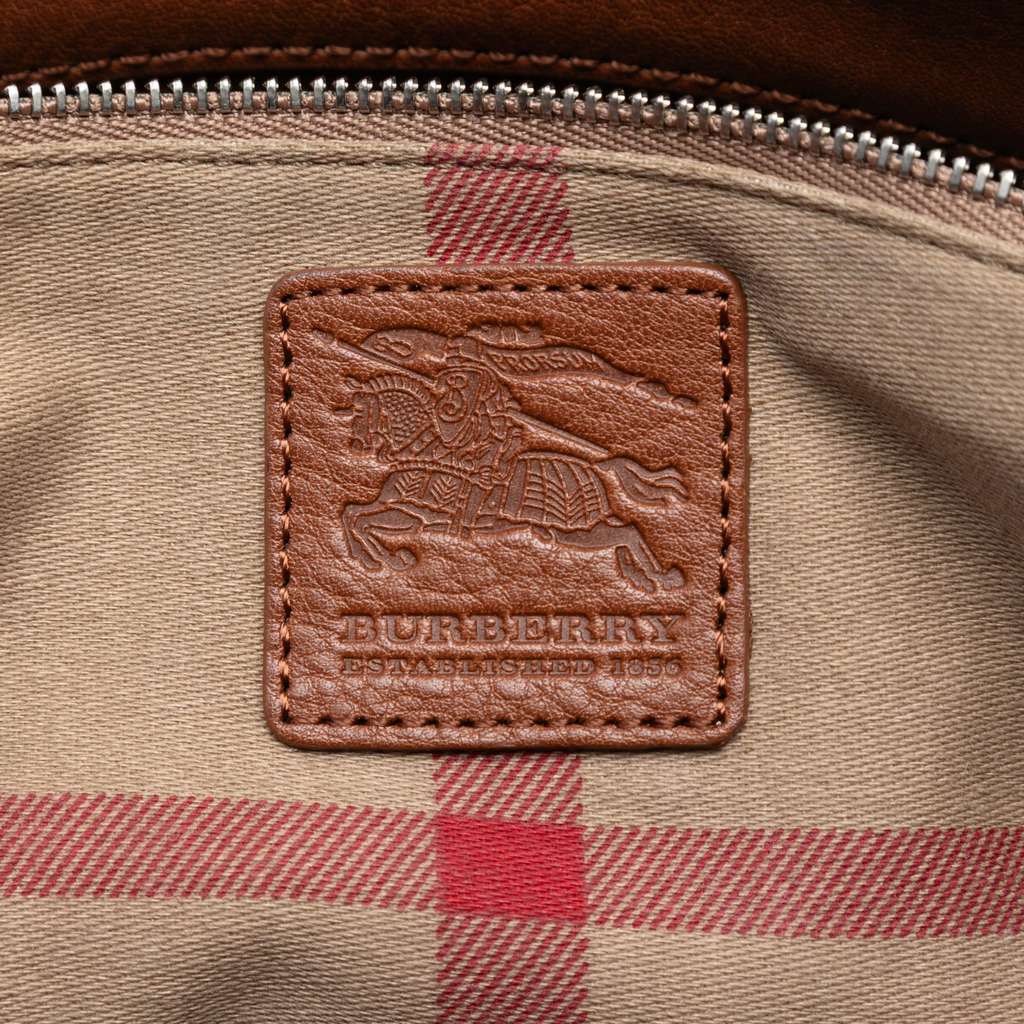 Burberry Leather Trimmed Canvas Drawstring Bucket Bag - 5