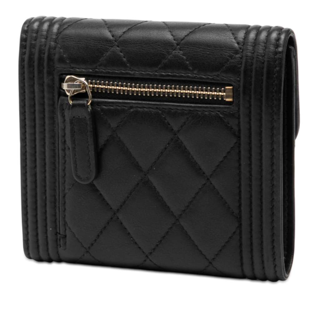 Chanel Quilted Lambskin Boy Flap Compact Wallet - 2