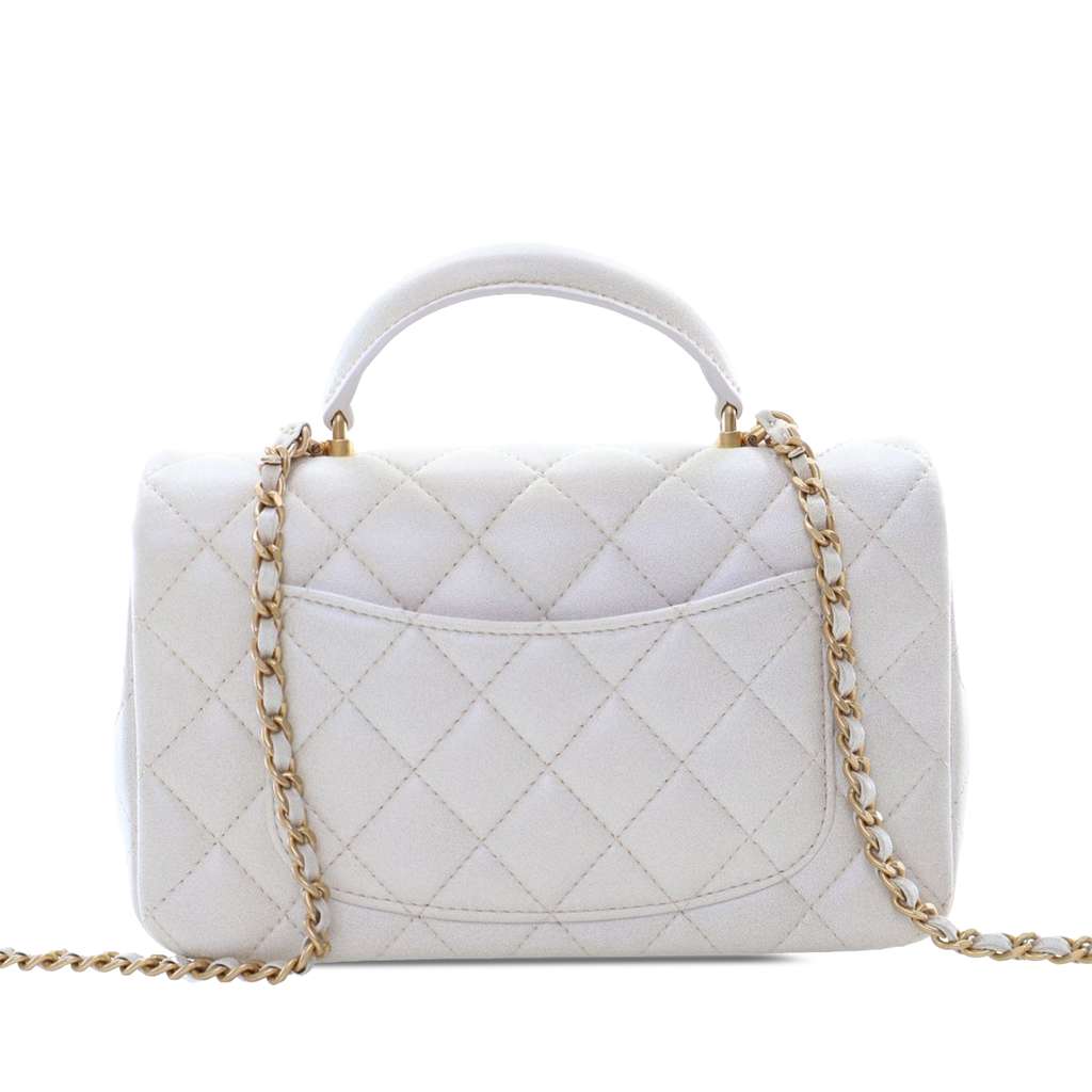Chanel Mini Rectangular Quilted Iridescent Lambskin Top Handle Flap - 3