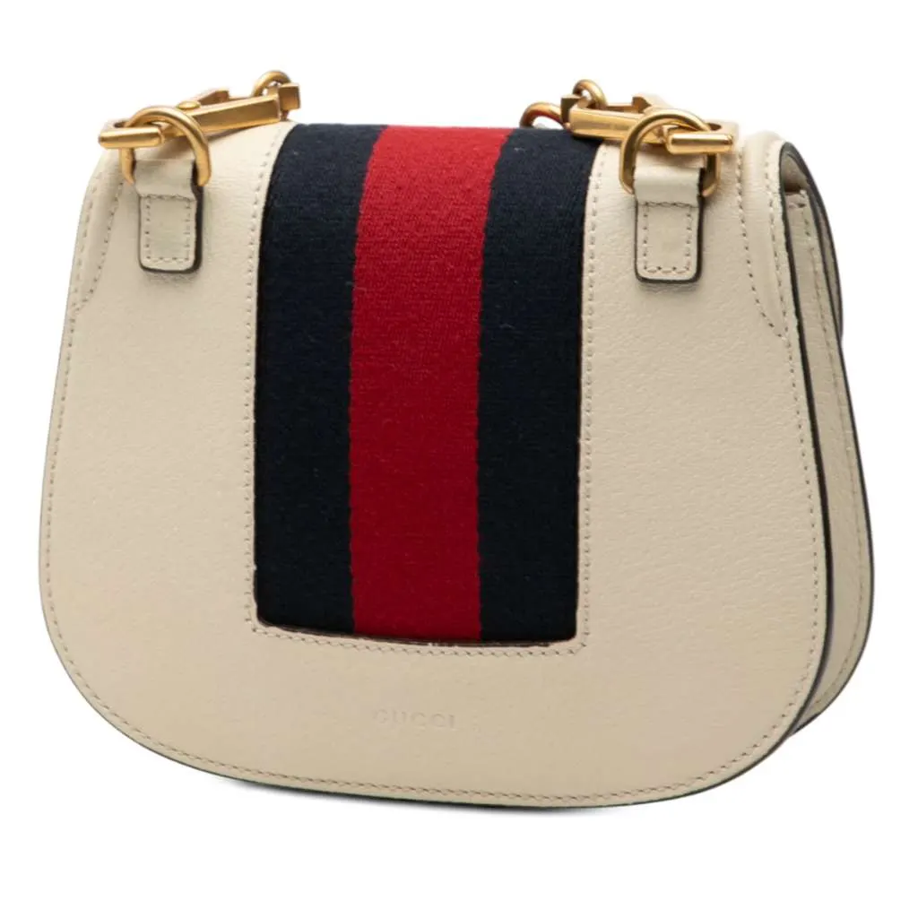 Gucci Small Calfskin Web Linea Butterfly Totem Crossbody White Leather Very good - Back View
