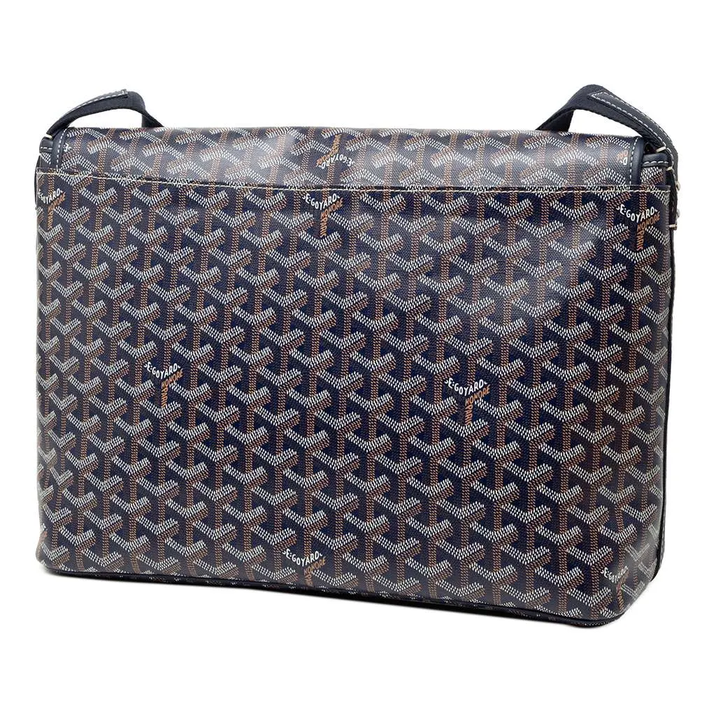 Goyard Goyardine Capetien MM Messenger Bag Blue Canvas Very good - Back View