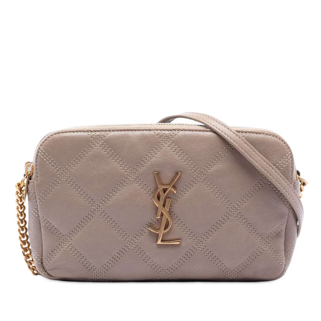Saint Laurent Mini Quilted Lambskin Becky Double Zip Crossbody