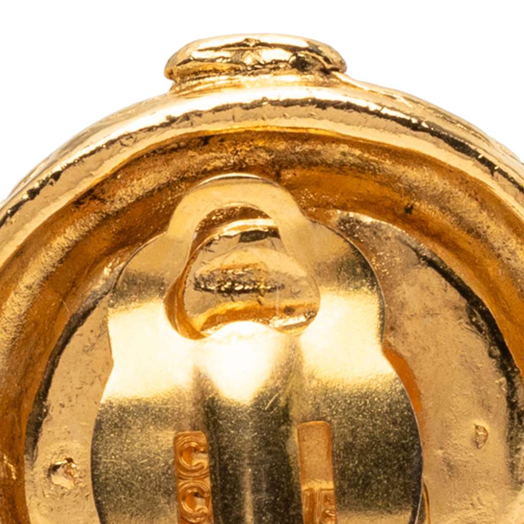 Chanel Gold Plated CC Round Clip On Earrings - 5