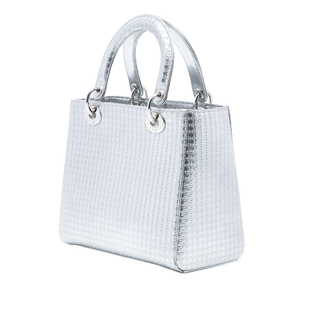 Dior Medium Metallic Patent Microcannage Lady Dior - 2