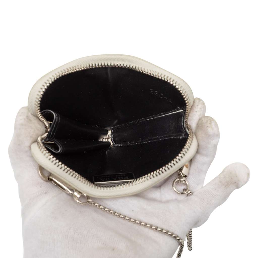 Prada Mini Brushed Leather Triangle Chain Pouch - 4