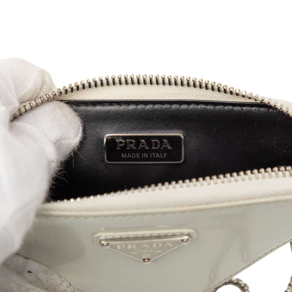 Prada Mini Brushed Leather Triangle Chain Pouch - 5
