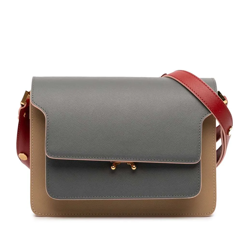 Marni Tricolor Leather Trunk Crossbody Brown Leather Very good - Front View