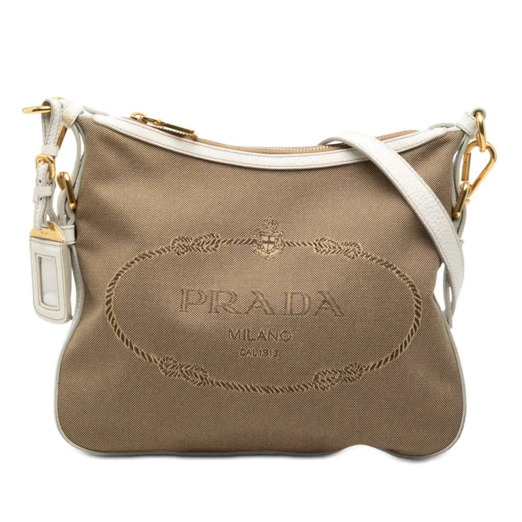Prada Canvas Canapa Logo Crossbody Brown Canvas Good - Front View