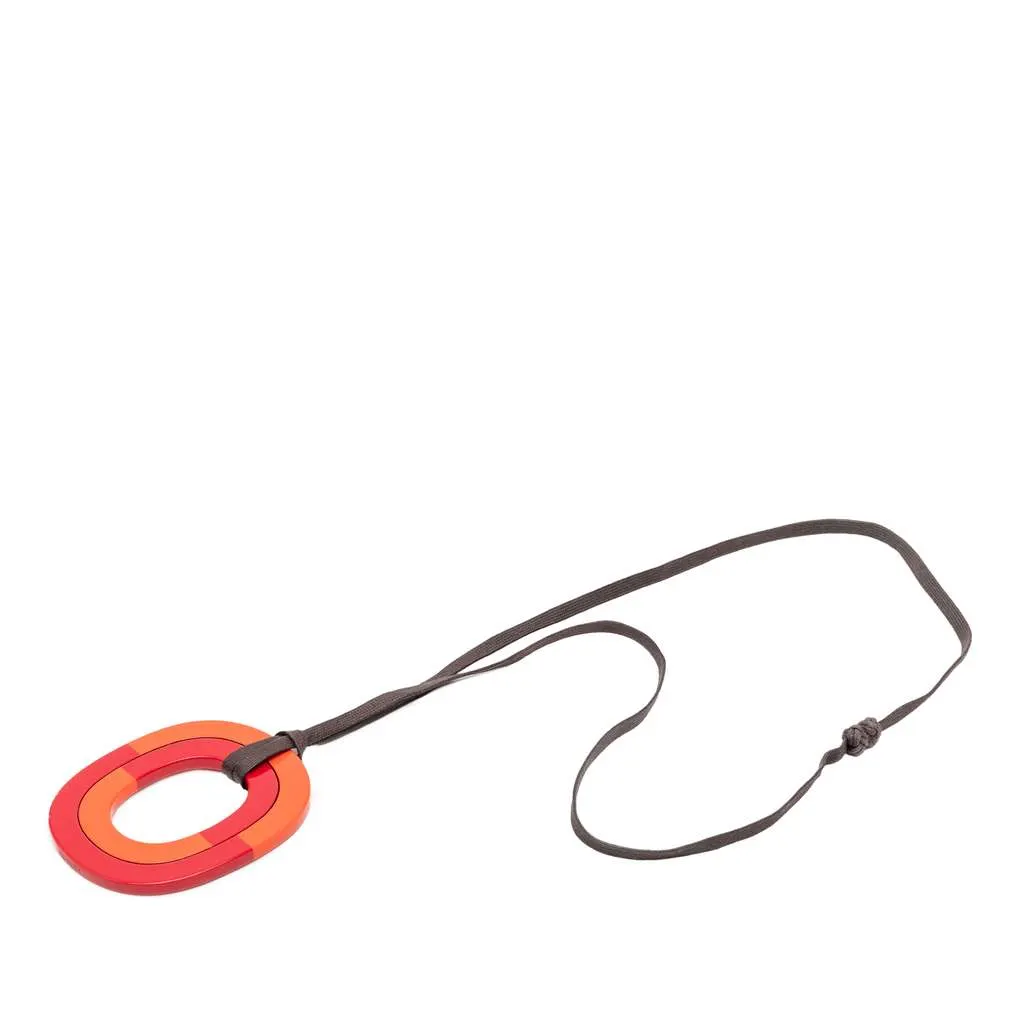 Hermès Buffalo Horn Isthme Pendant Necklace Orange Very good - Front View