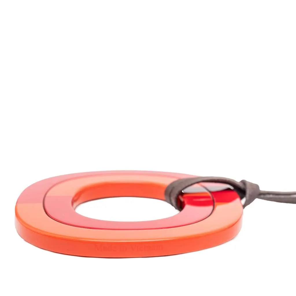 Hermès Buffalo Horn Isthme Pendant Necklace Orange Very good - Box View