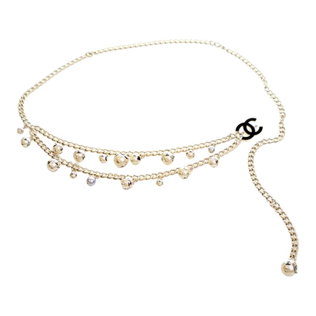 Chanel Gold Plated CC Faux Pearl Chain Belt - 2