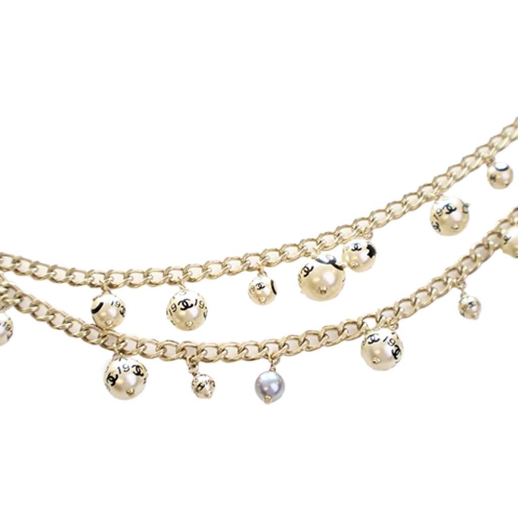 Chanel Gold Plated CC Faux Pearl Chain Belt - 4