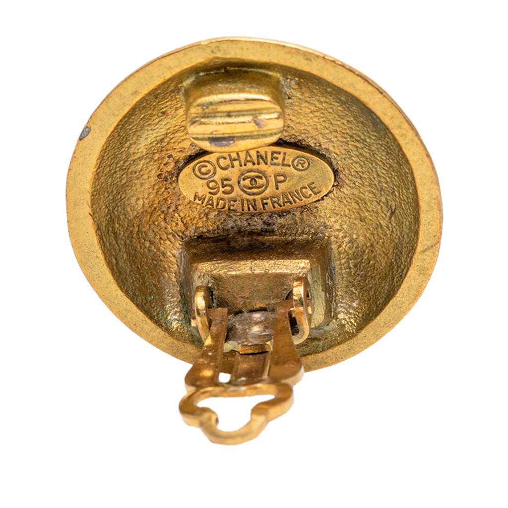 Chanel CC Gold Plated Round Clip On Earrings - 3