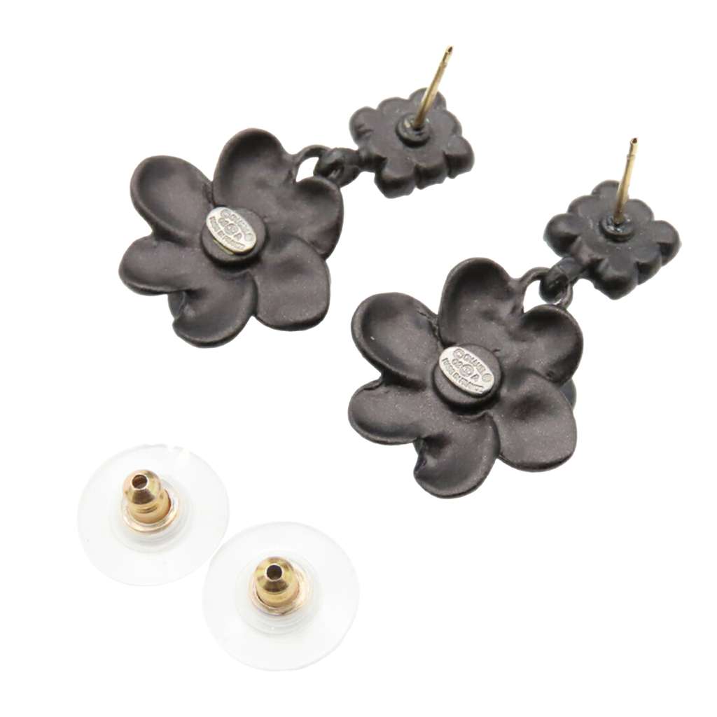 Chanel Resin Rhinestone Camellia Swing Push Back Earrings - 2