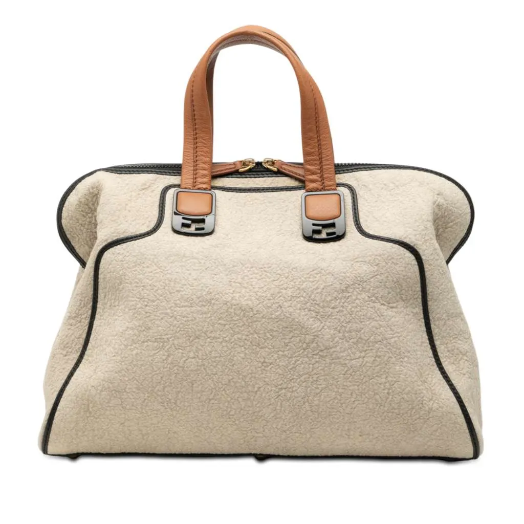 Fendi Large Canvas Chameleon Satchel Brown Canvas Very good - Front View