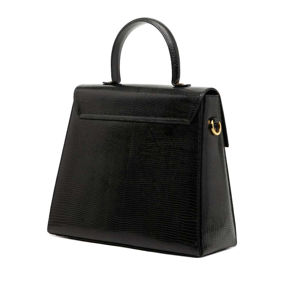 Salvatore Ferragamo Lizard Embossed Leather Gancini Iconic Top Handle Bag - 2