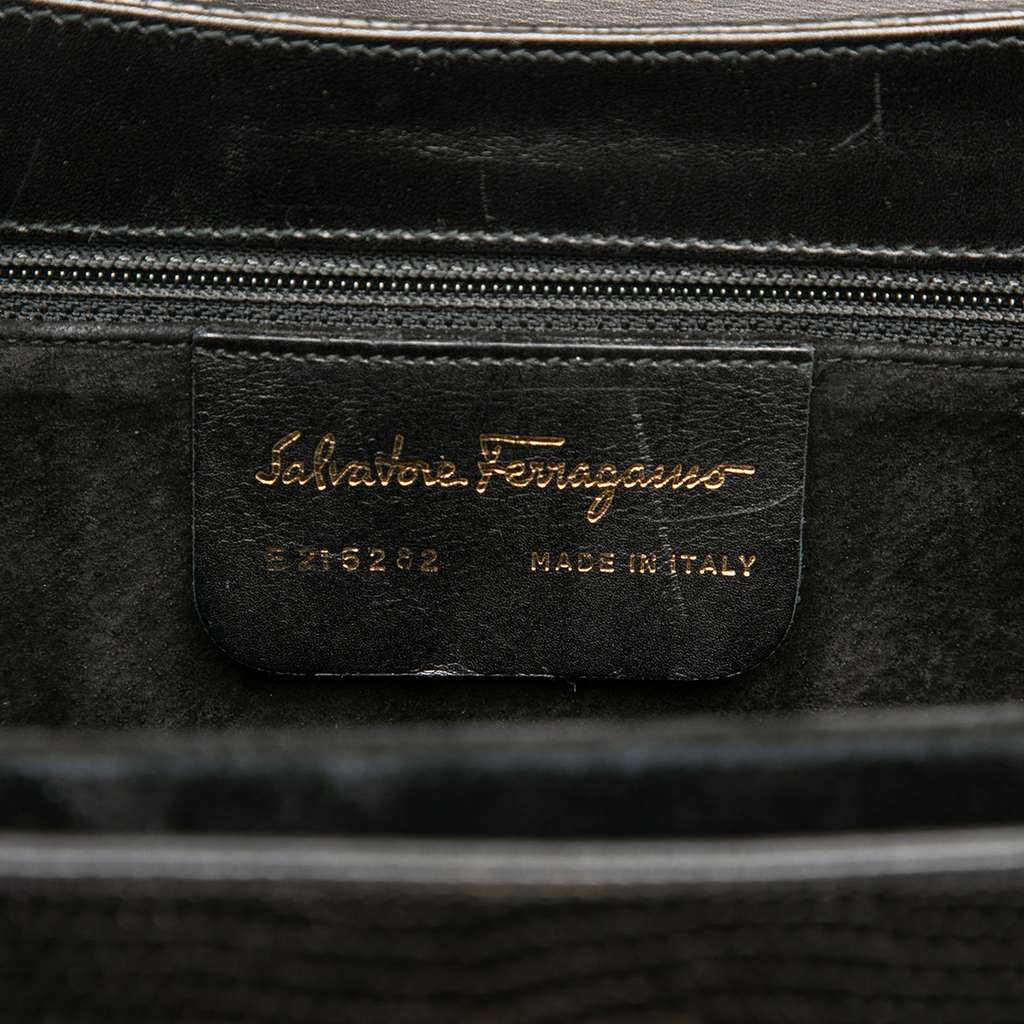 Salvatore Ferragamo Lizard Embossed Leather Gancini Iconic Top Handle Bag - 5
