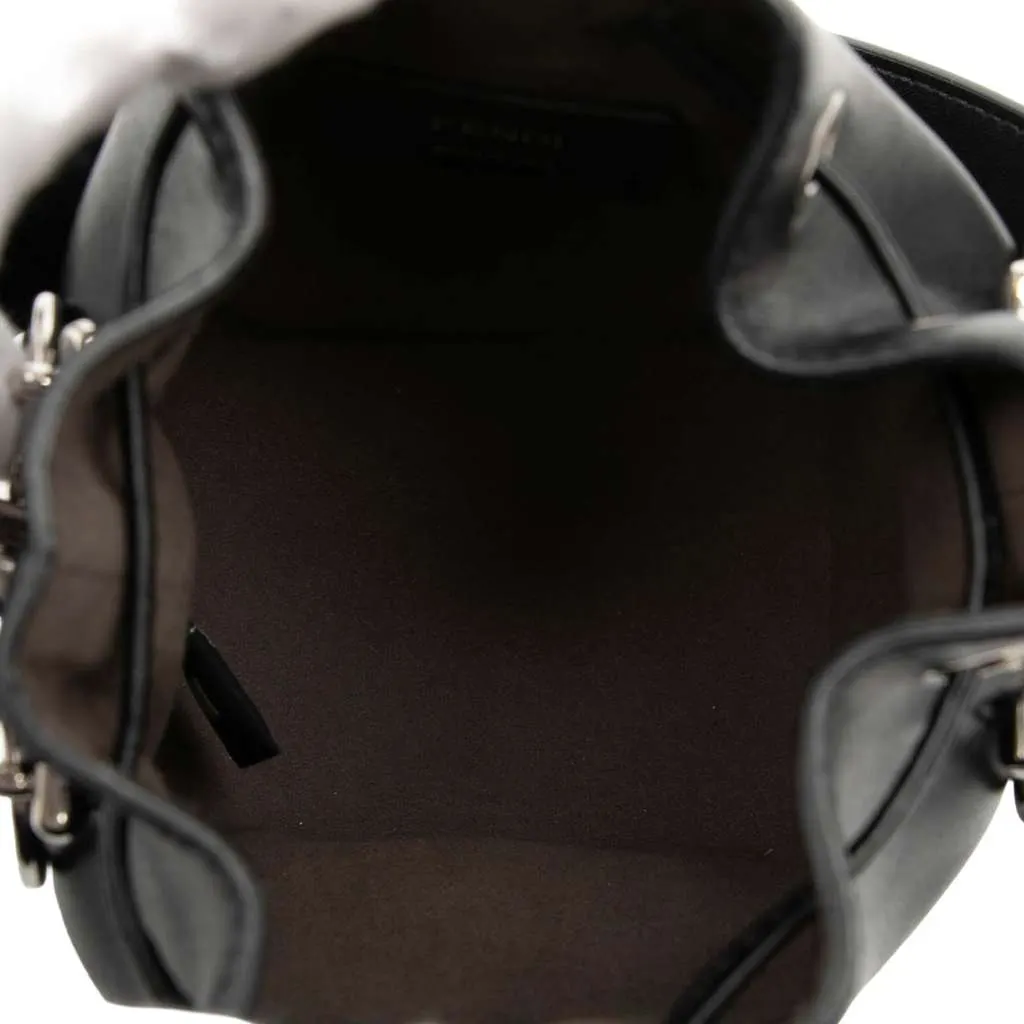 Fendi Mini Leather Pearl Mon Tresor Bucket Bag Black Leather Very good - Model View