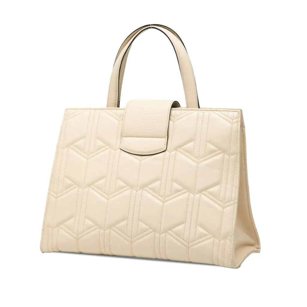 Gucci Quilted Leather Dionysus Web Satchel White Leather Very good - Back View