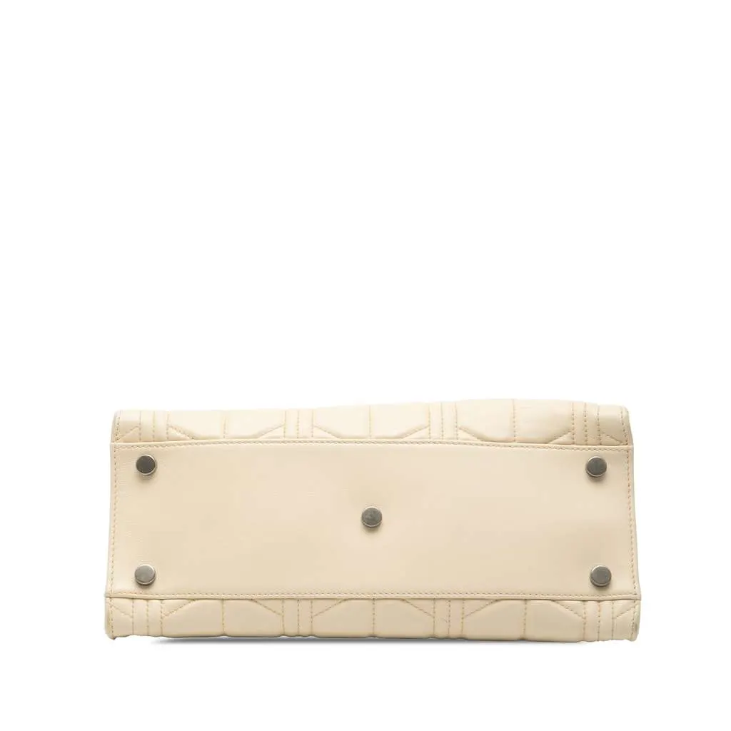 Gucci Quilted Leather Dionysus Web Satchel White Leather Very good - Inside View