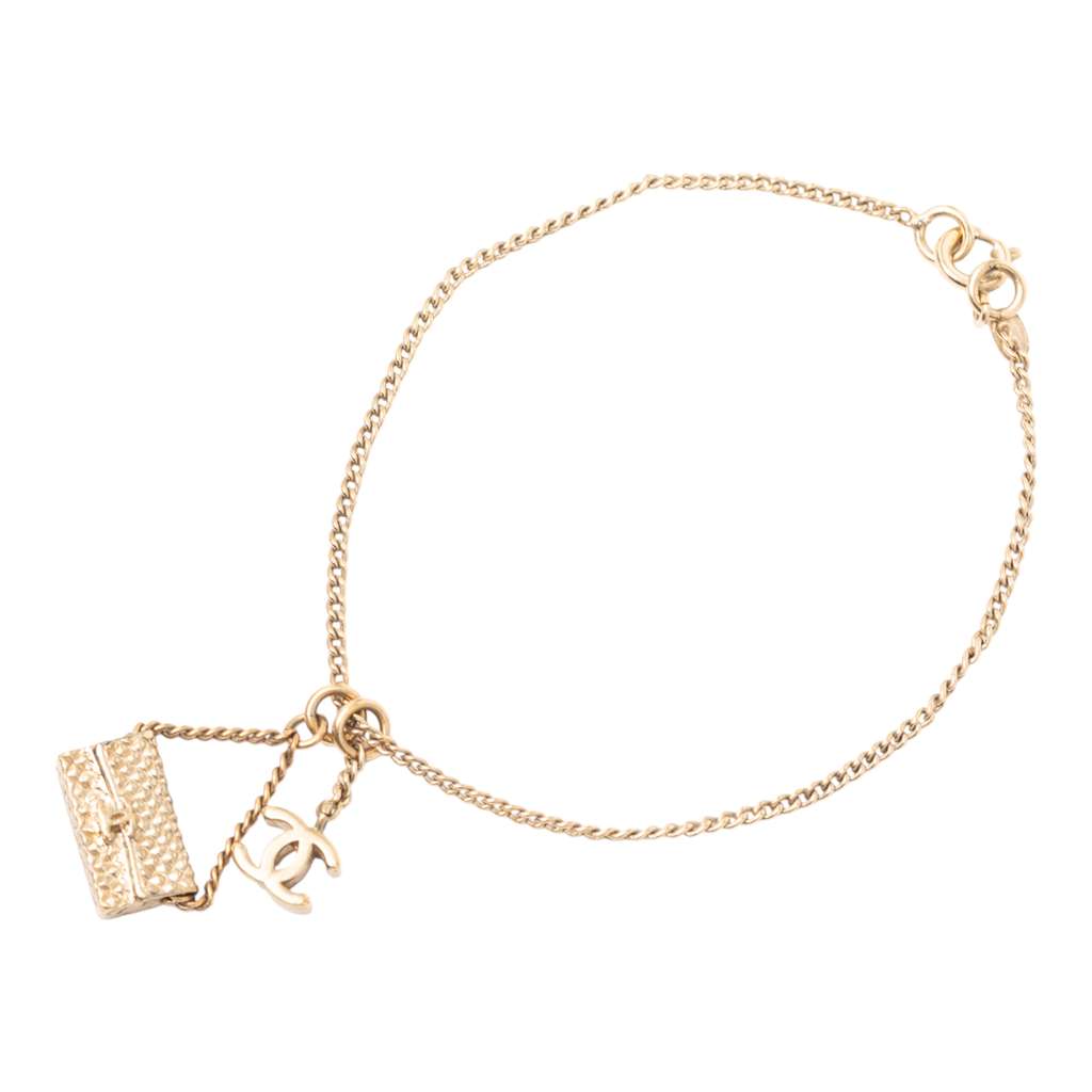 Chanel CC Gold Plated Flap Charm Bracelet - 2