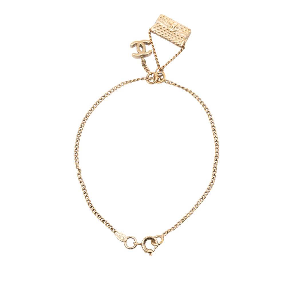 Chanel CC Gold Plated Flap Charm Bracelet - 3