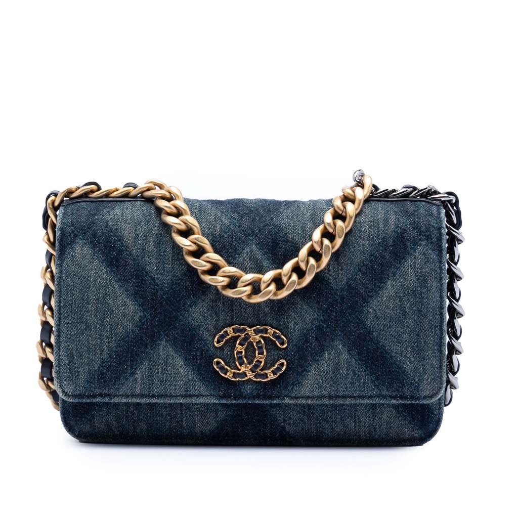 Chanel Denim 19 Flap Wallet On Chain