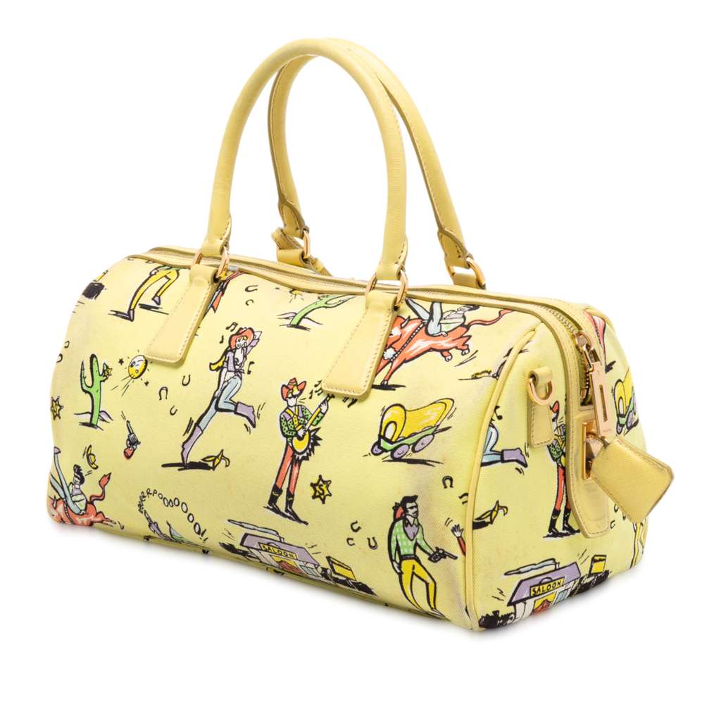 Prada Canvas Canapa St Foula Stampato Satchel - 2