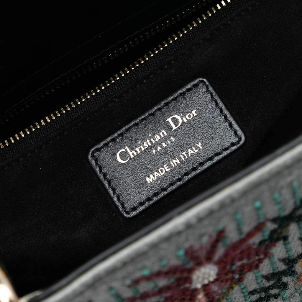 Dior Medium Canvas and Calfskin Beaded Embroidered Jardin De Minuit Lady Dior - 5