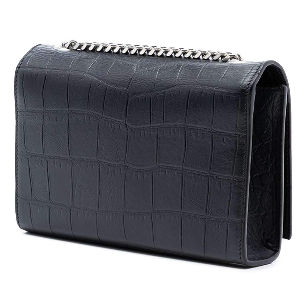 Saint Laurent Small Croc Embossed Leather Monogram Kate Tassel Crossbody - 2