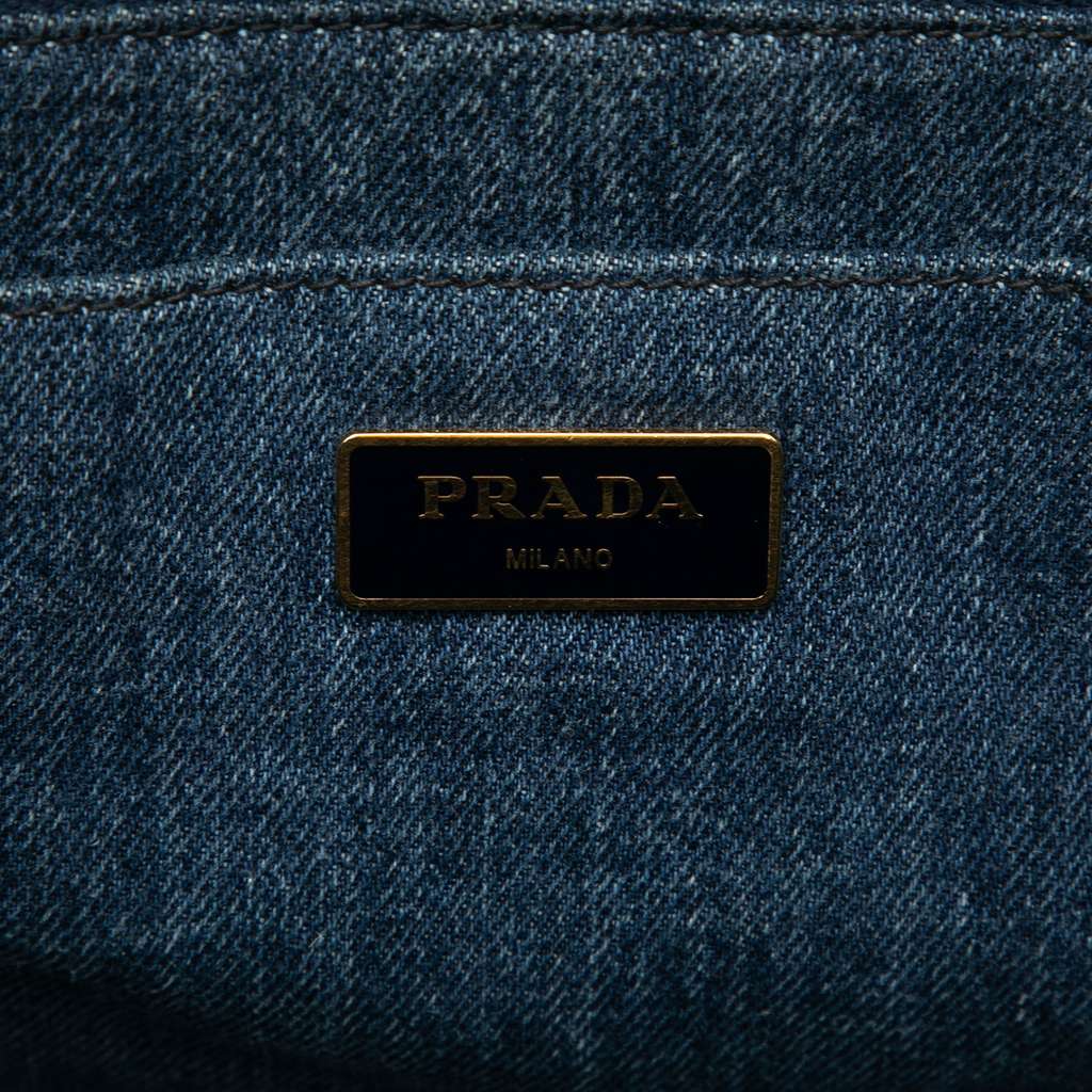 Prada Denim Canapa Logo Satchel - 5