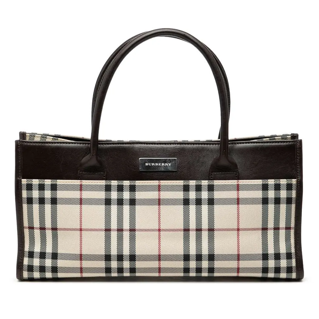 Burberry House Check Canvas Handbag Brown Canvas Very good - Front View