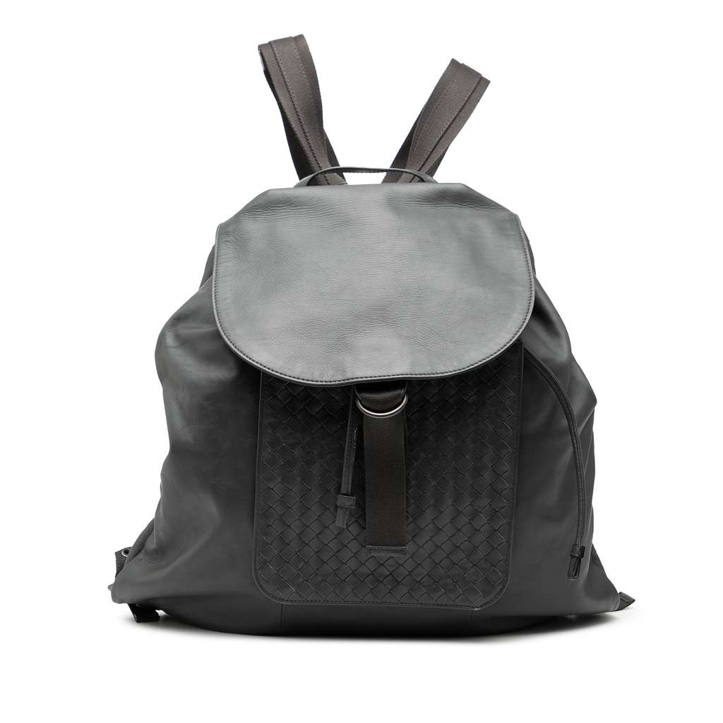 Bottega Veneta Intrecciato Trimmed Leather Drawstring Backpack