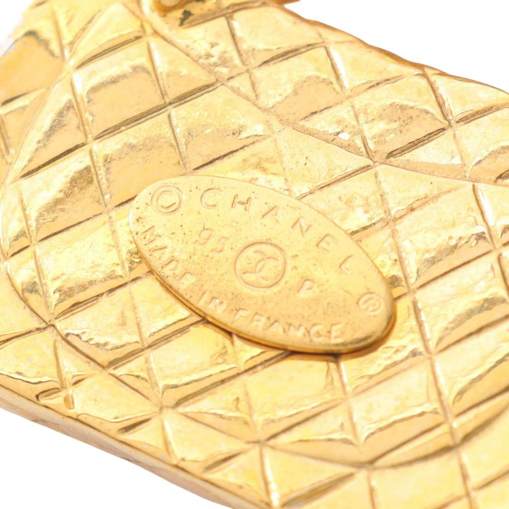 Chanel CC Gold Plated Quilted Flap Bag Pendant Necklace - 5