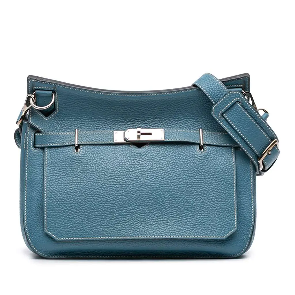 Hermès Clemence Jypsiere 28 Blue Leather Very good - Front View