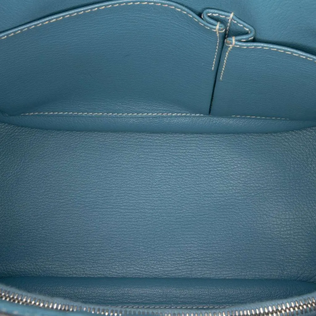 Hermès Clemence Jypsiere 28 Blue Leather Very good - Model View