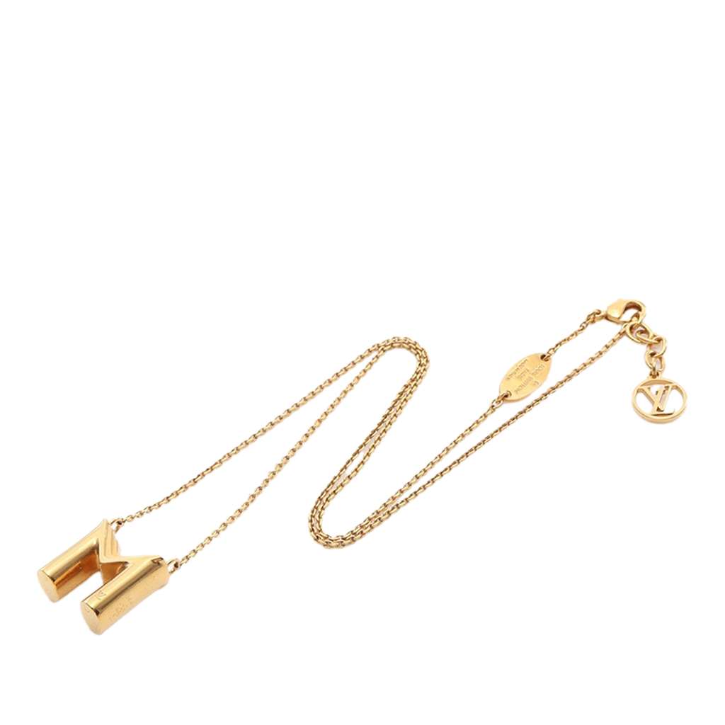Louis Vuitton Gold Plated LV and Me Letter M Necklace