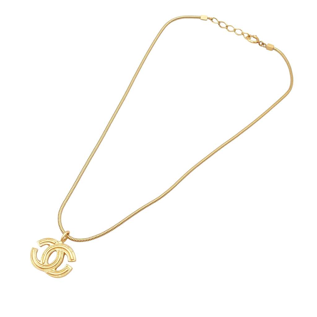 Chanel Gold Plated CC Pendant Necklace