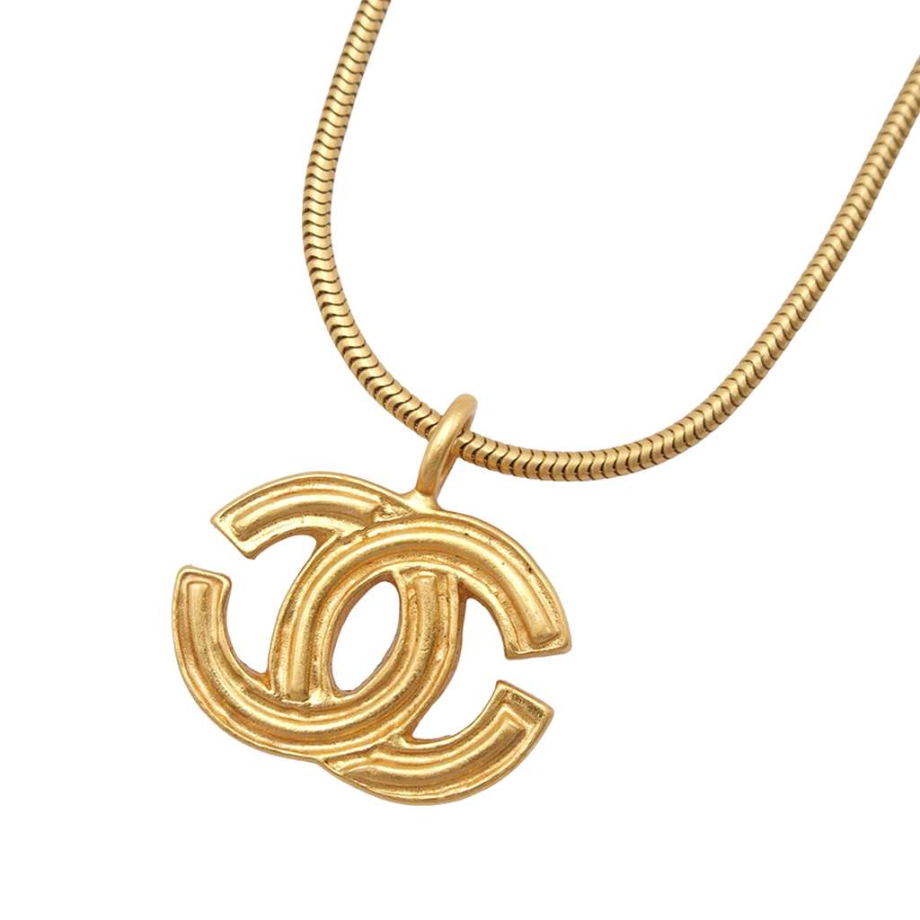 Chanel Gold Plated CC Pendant Necklace - 2