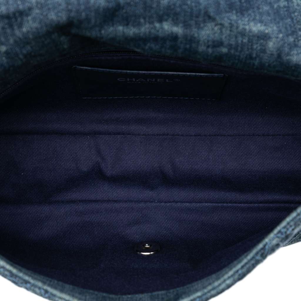 Chanel Large Embroidered Denim Camellia Flap - 4