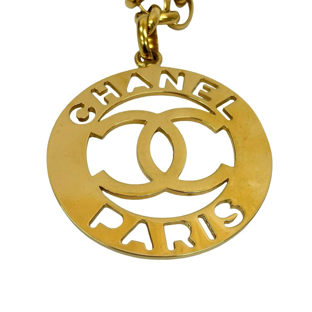 Chanel CC Gold Plated Logo Pendant Necklace - 3