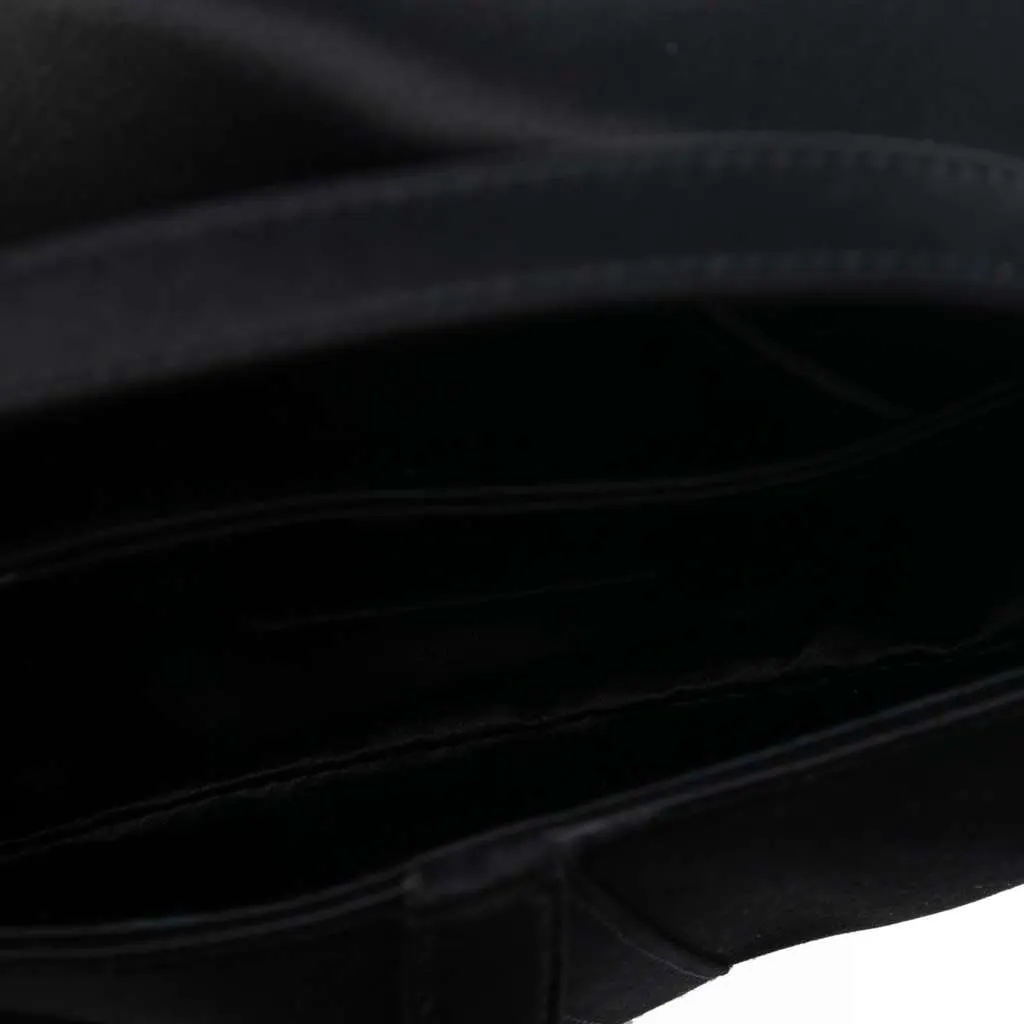 Dior Mini Satin Crystal Embellished Saddle Bag Black Satin Good - Model View