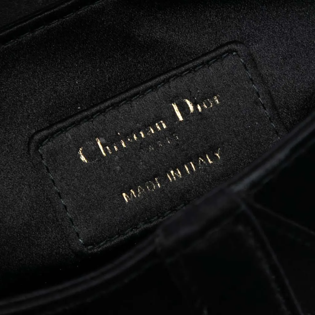 Dior Mini Satin Crystal Embellished Saddle Bag Black Satin Good - Box View